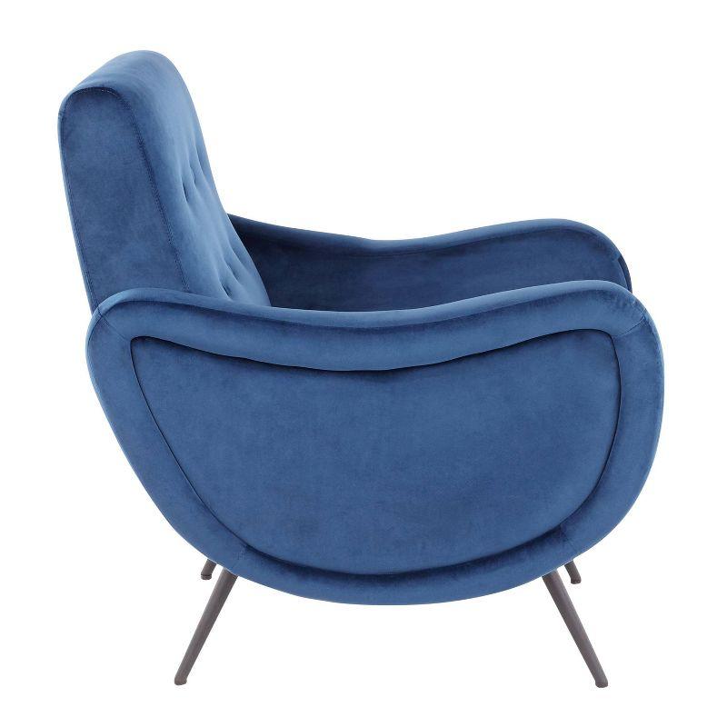 Rafael Contemporary Lounge Chair Black/Blue Velvet - LumiSource: High Tufted Backrest, Metal Legs, Comfortable Seating