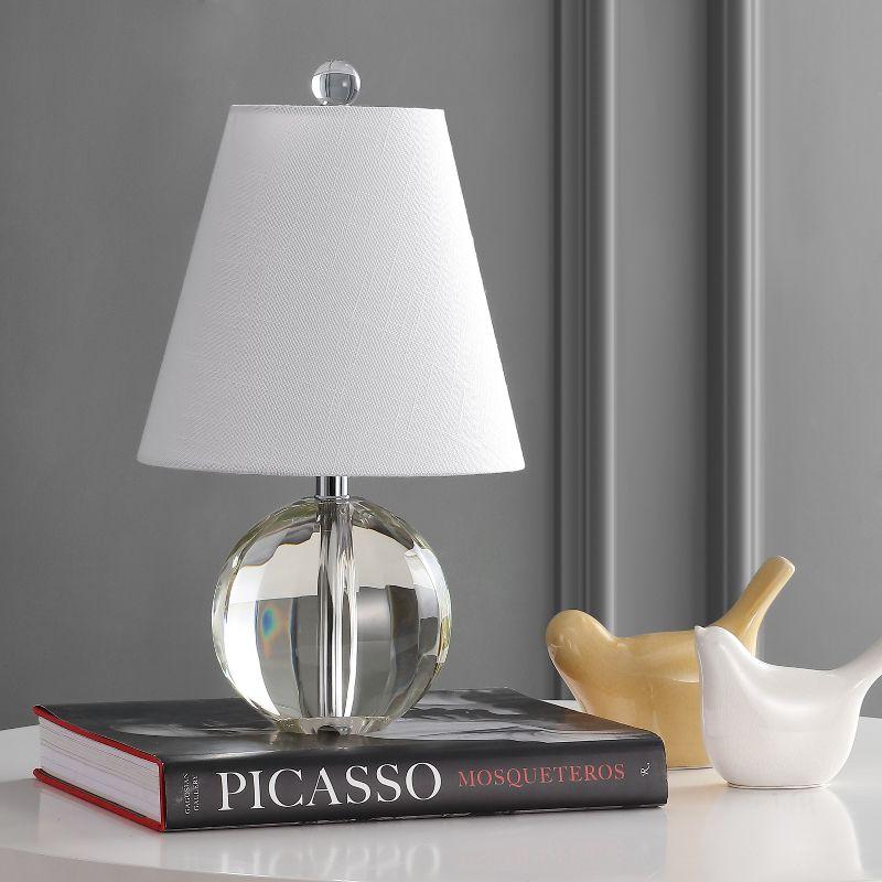 Goddard 16" Clear Crystal Ball LED Table Lamp with White Linen Shade