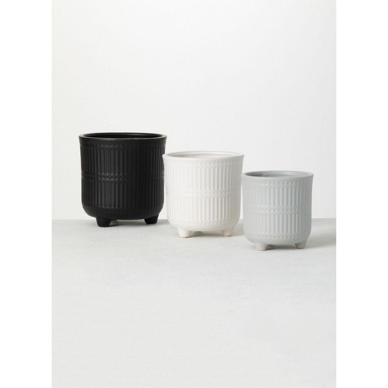 Trio of Textured Ceramic Planters in Multicolor - Indoor/Outdoor Use