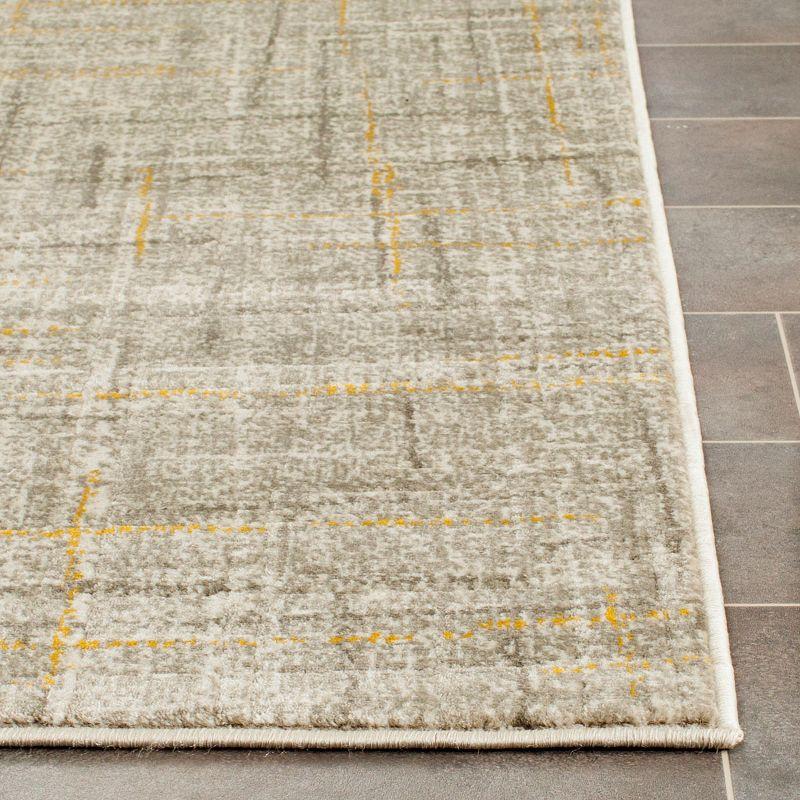 Elysian Gray Floral Hand-Knotted Reversible Synthetic Rug - 47"x5"