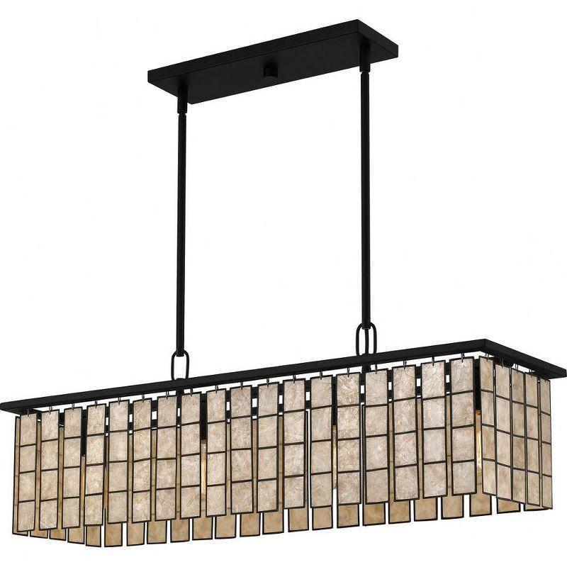 Seigler Matte Black 34" Drum Island Pendant with Mica Shade