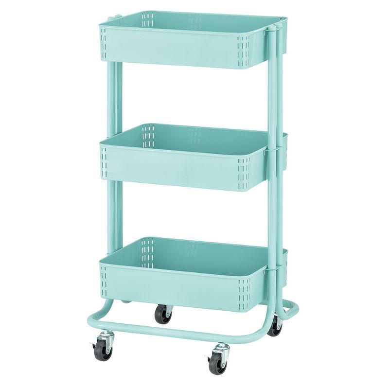 ECR4Kids 3-Tier Metal Rolling Utility Cart, Multipurpose Storage