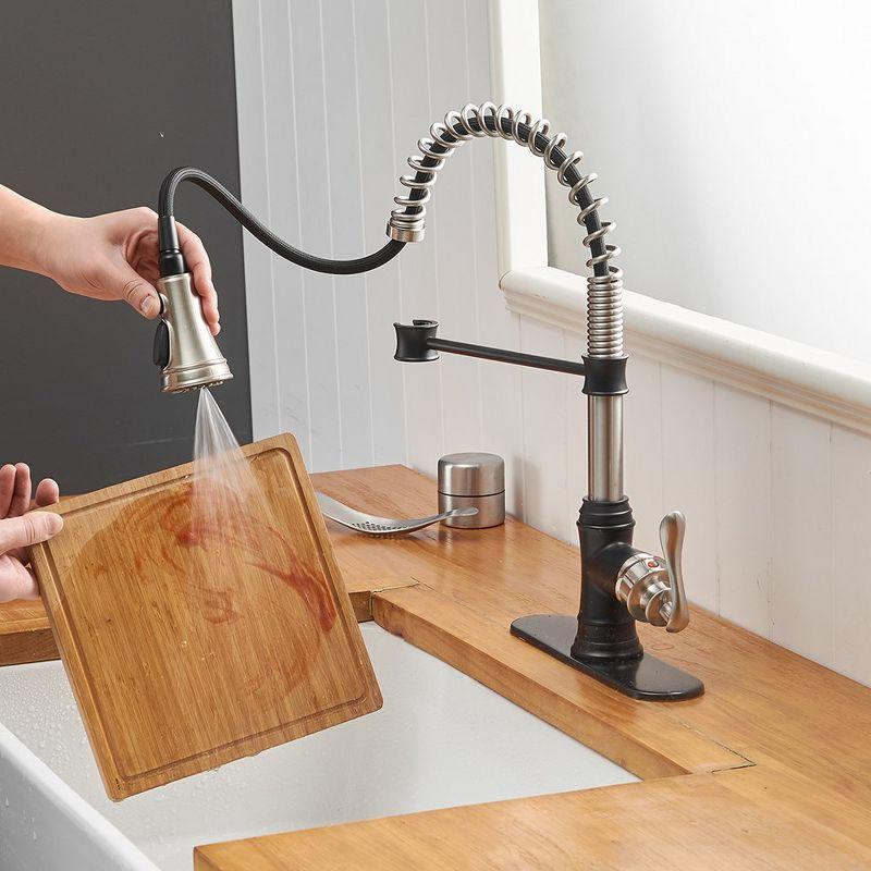 Single-Handle Pull-Down Sprayer 3 Spray High Arc Kitchen Faucet With Deck Plate