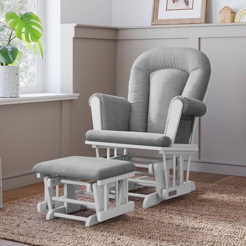 Matte White and Gray Glider Rocker with Ottoman Set