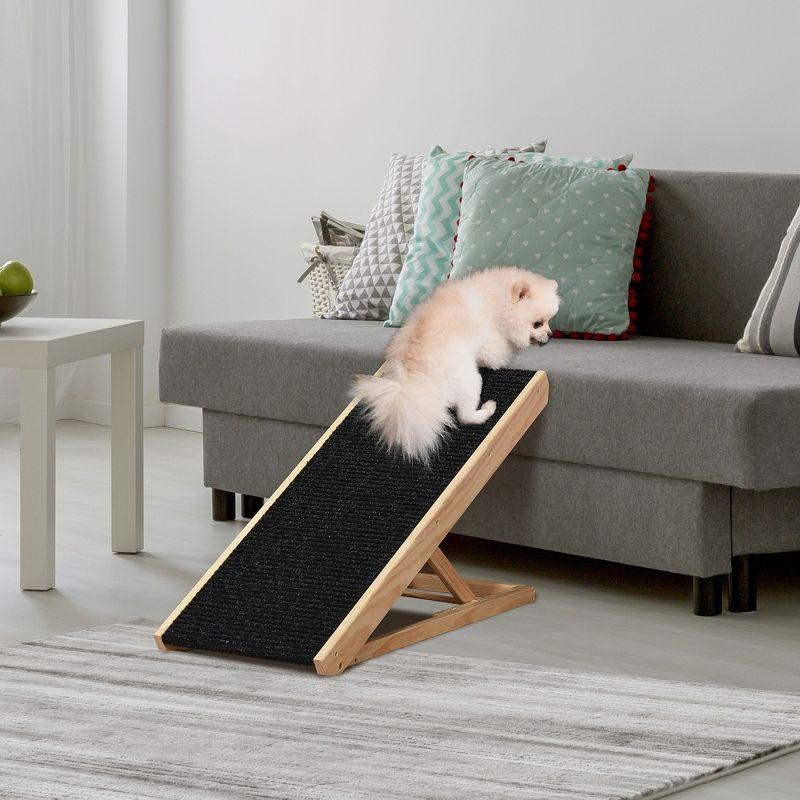 PawHut Elevated Pet Ramp for Dogs and Cats, Foldable and Height Adjustable with Non-slip Finish, Pine 35.5"L x 16"W x 24"H, Black