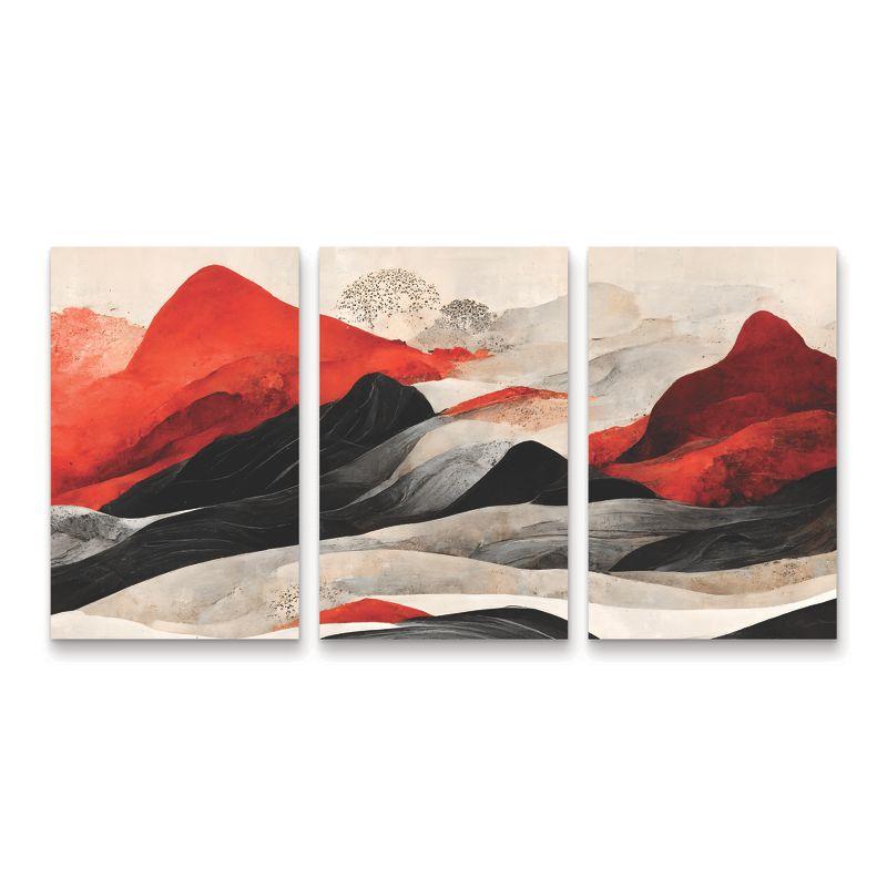 Treechild Red and Black Abstract Landscape Canvas Art Set