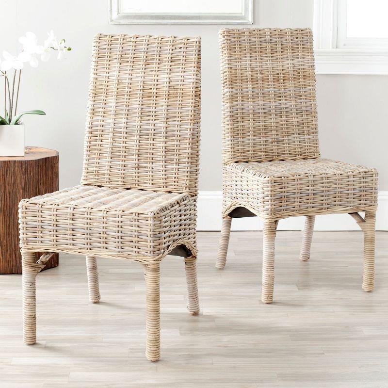 Transitional Unfinished Wicker and Wood Side Chair - Natural