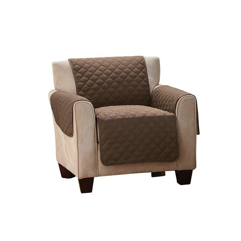 Collections Etc Reversible Quilted Furniture Cover Chair Unisex Chocolate/Tan