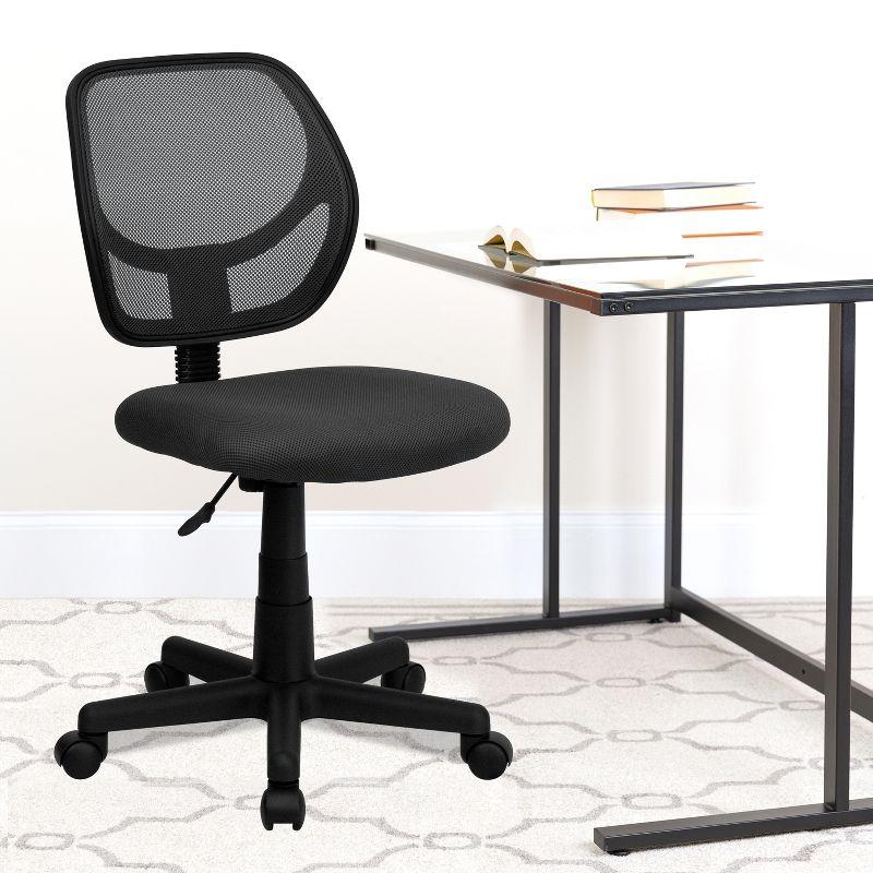 Flash Furniture Low Back Gray Mesh Swivel Task Office Chair with Curved Square Back