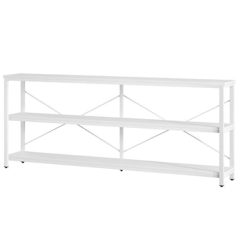 White 70.9" MDF and Metal 3-Tier Console Table with Storage