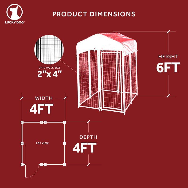 Lucky Dog STAY Series Black Powder Coat Steel Frame Villa Dog Kennel with Waterproof Canopy Roof and Single Gate Door