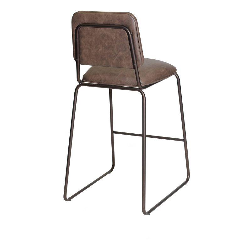 Mesa Counter Height Barstool Cocoa Brown/Gunmetal - Steve Silver Co.: Upholstered Faux Leather, Steel Frame, Footrest