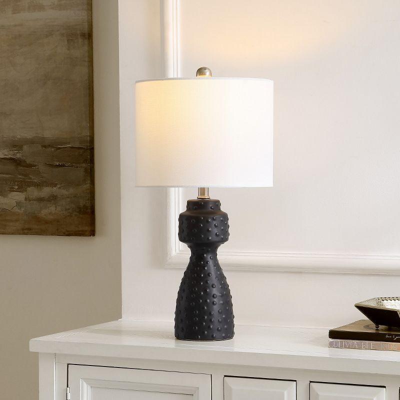 Black Ceramic Table Lamp with White Drum Shade, 22 Inch