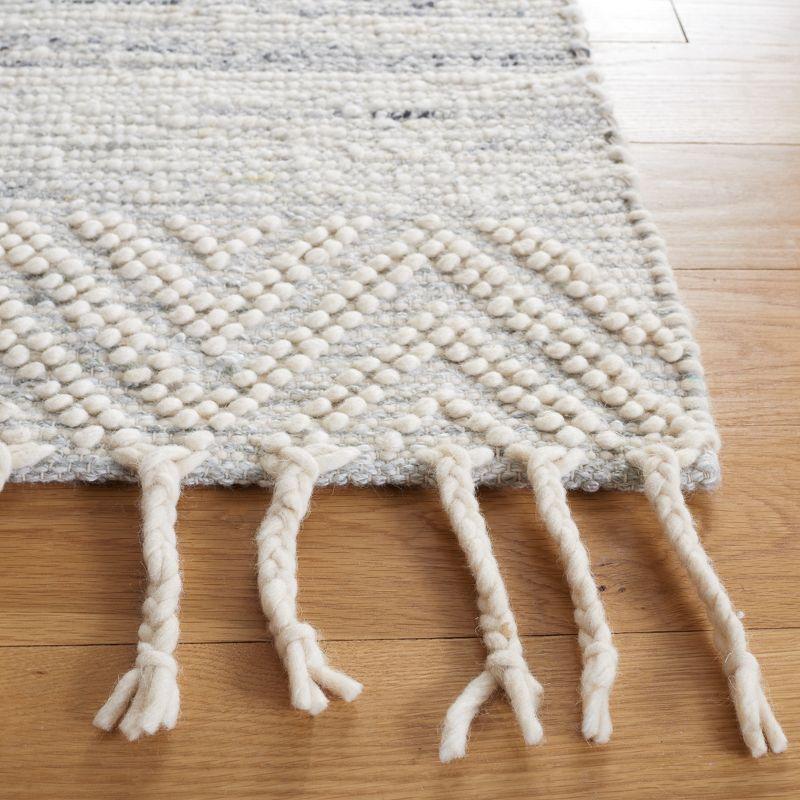 Ivory & Grey Handmade Moroccan Boho Wool Area Rug 6' x 9'