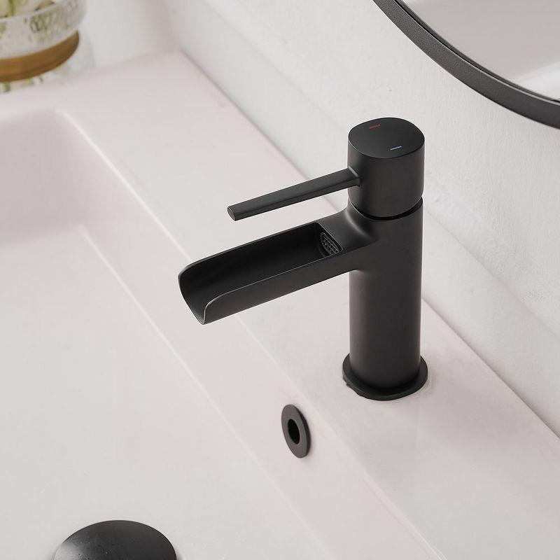 BWE Waterfall Single Handle Single Hole Bathroom Faucet Bathroom Drip-Free Vanity RV Sink Faucet