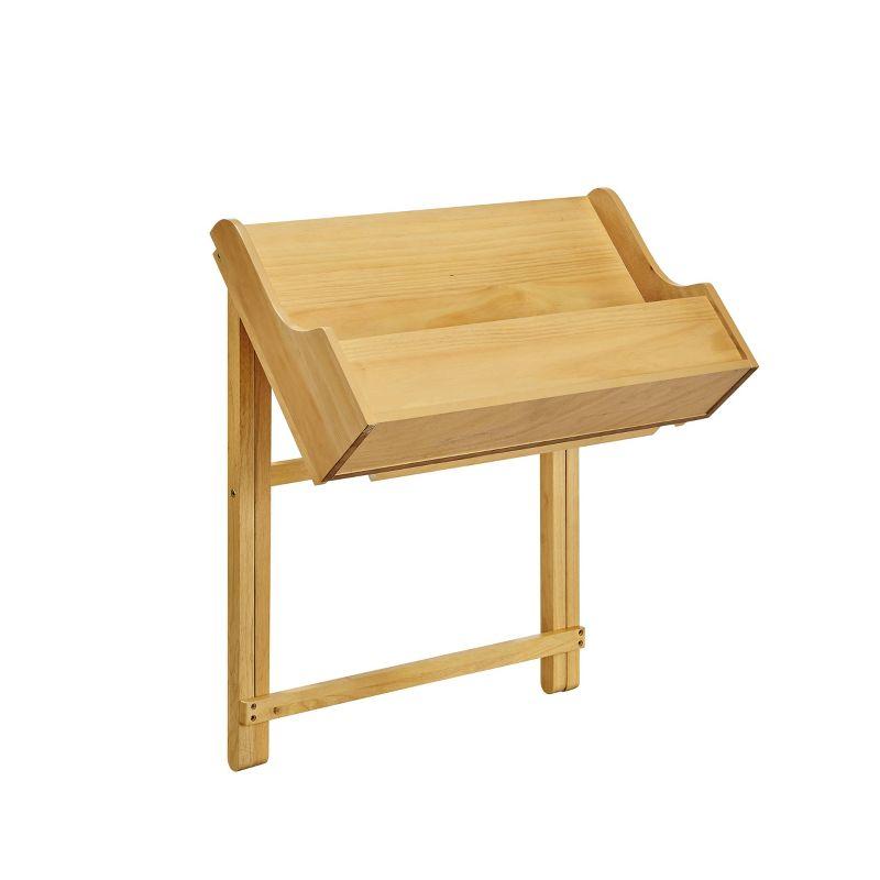 Sleek Natural Finish Foldable Writing Desk with Storage Drawer