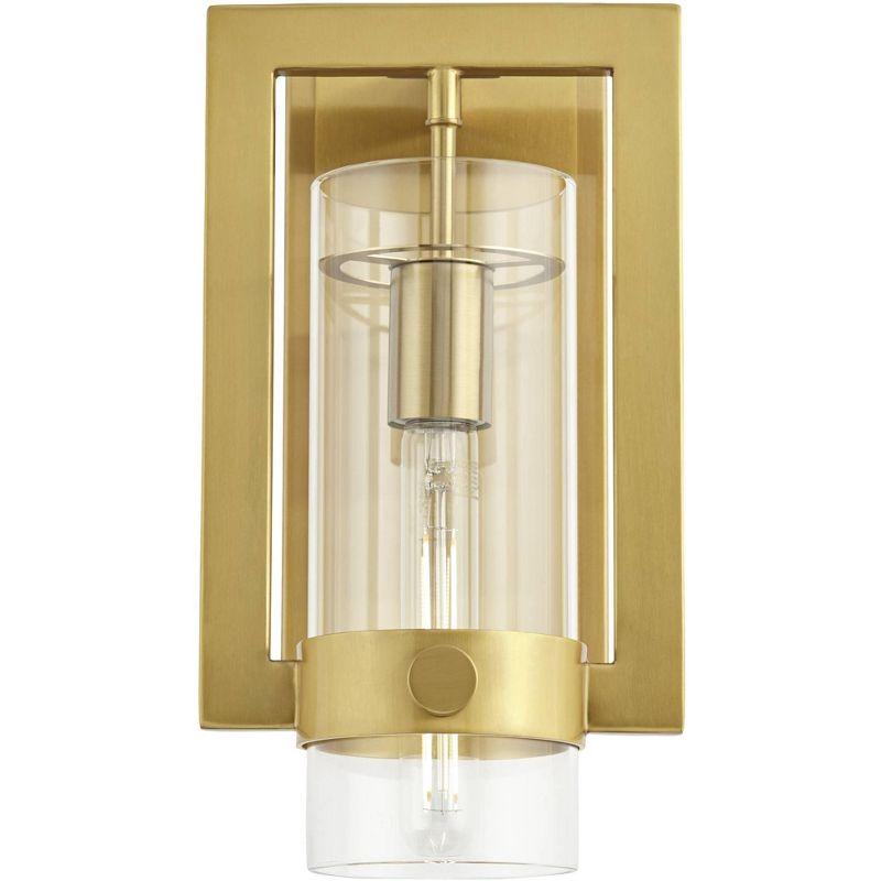 Derina 14" Gold Metal Wall Sconce with Clear Glass Shade