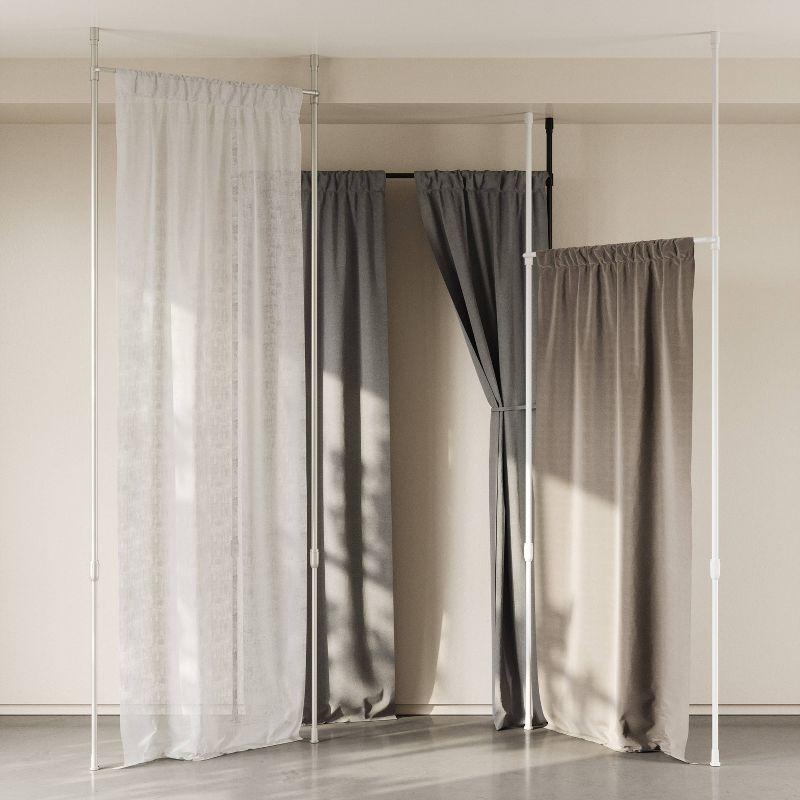 36"-66" Umbra Anywhere Curtain Rod White: Tension Mount, Metal, Smooth Finish, 5-Year Warranty, 15 lb Capacity