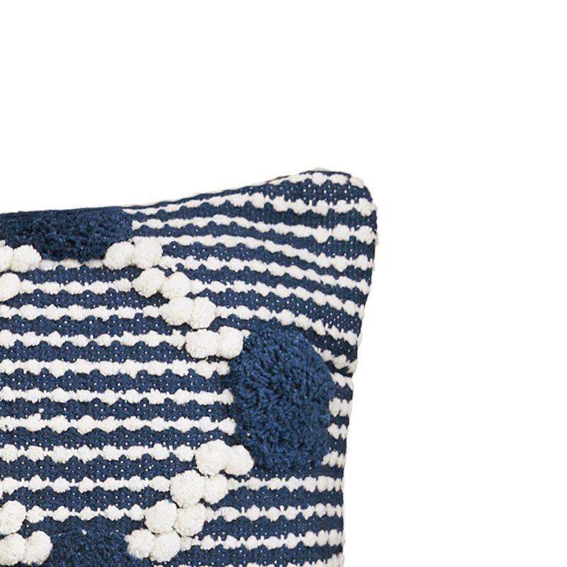 Josie Indigo and White Handwoven Cotton Throw Pillow