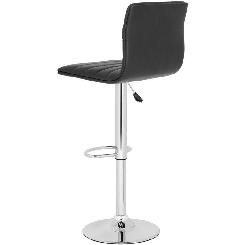 Transitional Black Leather Swivel Adjustable Bar Stool