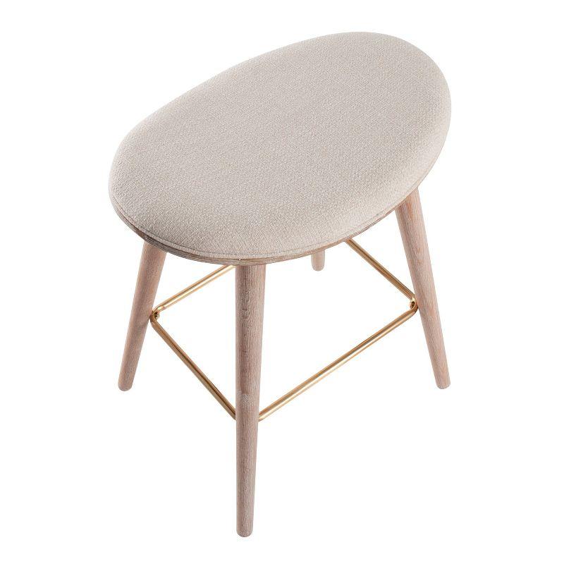 Contemporary White Washed Wood & Cream Saddle Counter Stool, Set of 2