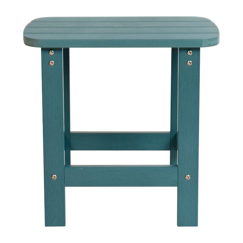 Flash Furniture Set of 2 Savannah All-Weather Poly Resin Wood Adirondack Rocking Chairs with Side Table in Sea Foam