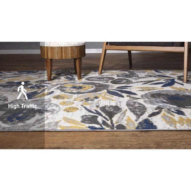 World Rug Gallery Vintage Modern Floral Area Rug - Cream 5' x 7':  Low Pile,  Stain-Resistant,  Machine Made,  Indoor Use
