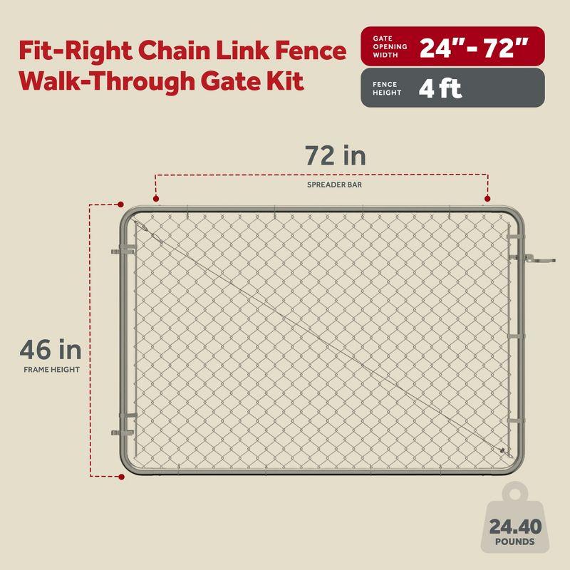 Adjust-A-Gate Fit-Right Chain Link Fence Walk-Through Gate Kit, Metal Fencing Gate with Round Corner Frame