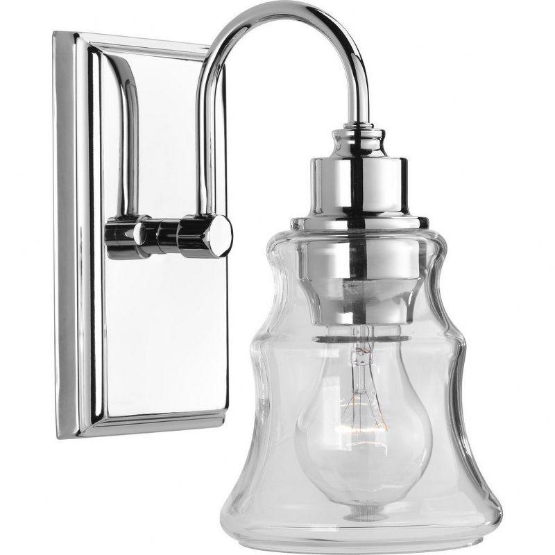Progress Lighting Litchfield 1-Light Bath Vanity, Polished Chrome, Clear Glass Shade