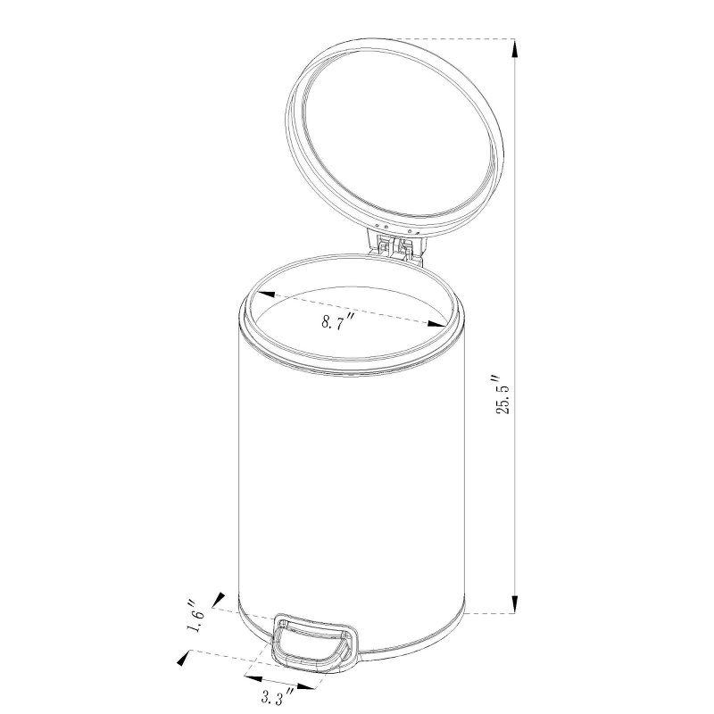 12L Round Step Trash Can White - Brightroom™: Stainless Steel, Indoor Bin with Lid, Smooth Finish, 3.1 Gallon Capacity