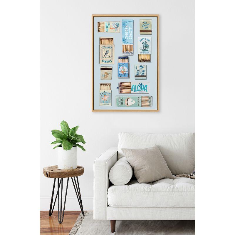 Retro Matchbox Blue Coastal Cowgirl Framed Canvas Art