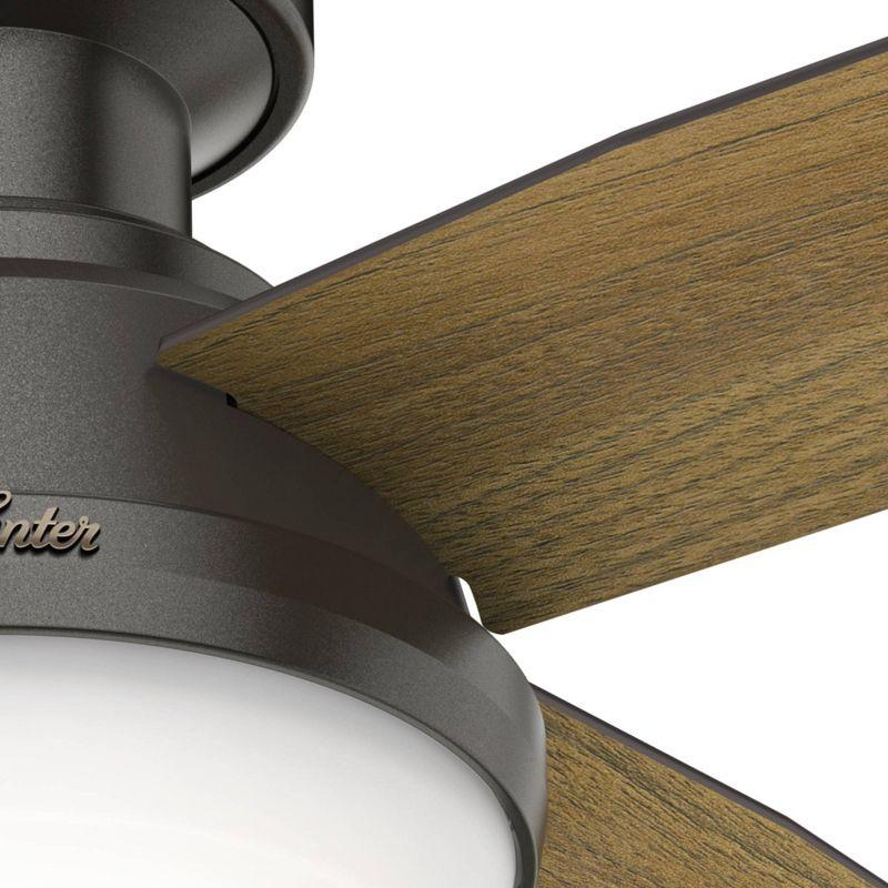 Hunter Fan Dempsey Low Profile 44" 4 - Blade Indoor Flush Mount Small Room Ceiling Fan with Lights and Remote