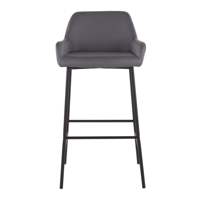 Set of 2 Daniella Metal Faux Leather Barstools Black/Gray - LumiSource: Contemporary, Upholstered, Fixed Height