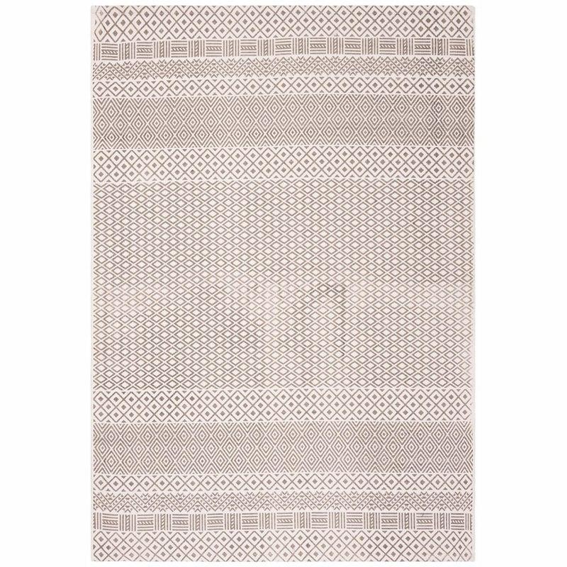 Gray Floral Handwoven Cotton 4' x 6' Area Rug