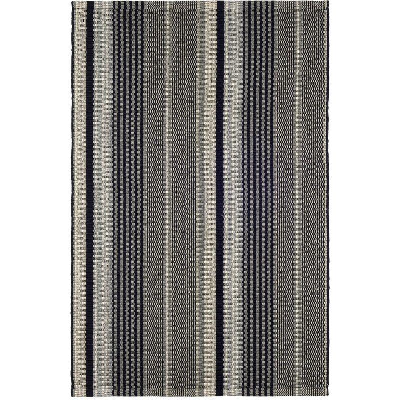 Alfie Ticking Black Handwoven Cotton Rug