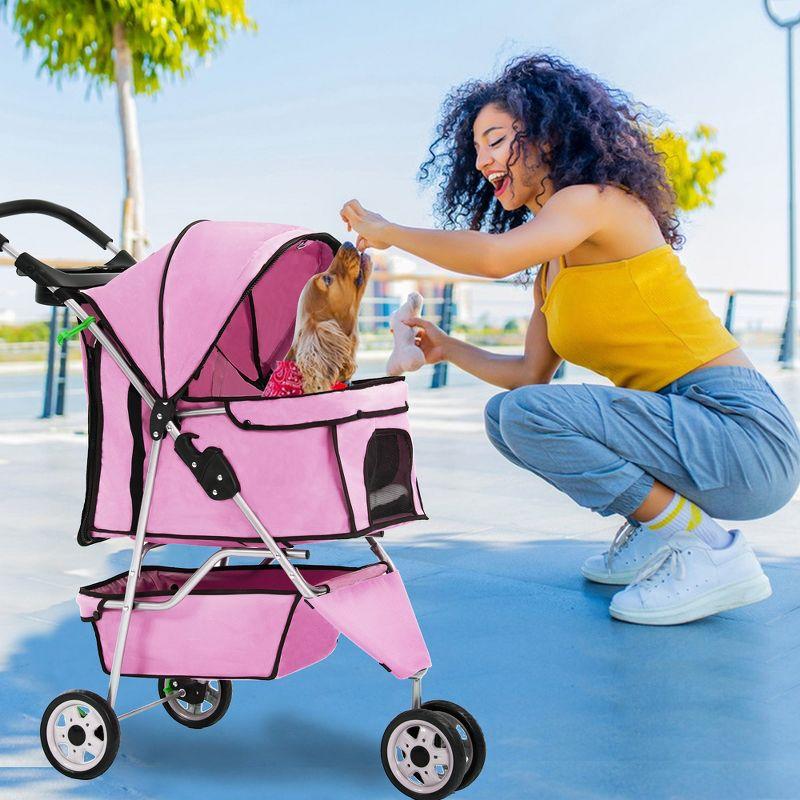 FDW 3 Wheels Pet Stroller Dog Cat Cage Jogger Stroller for Medium Small Dogs Cats Travel Folding Carrier Waterproof Puppy Stroller