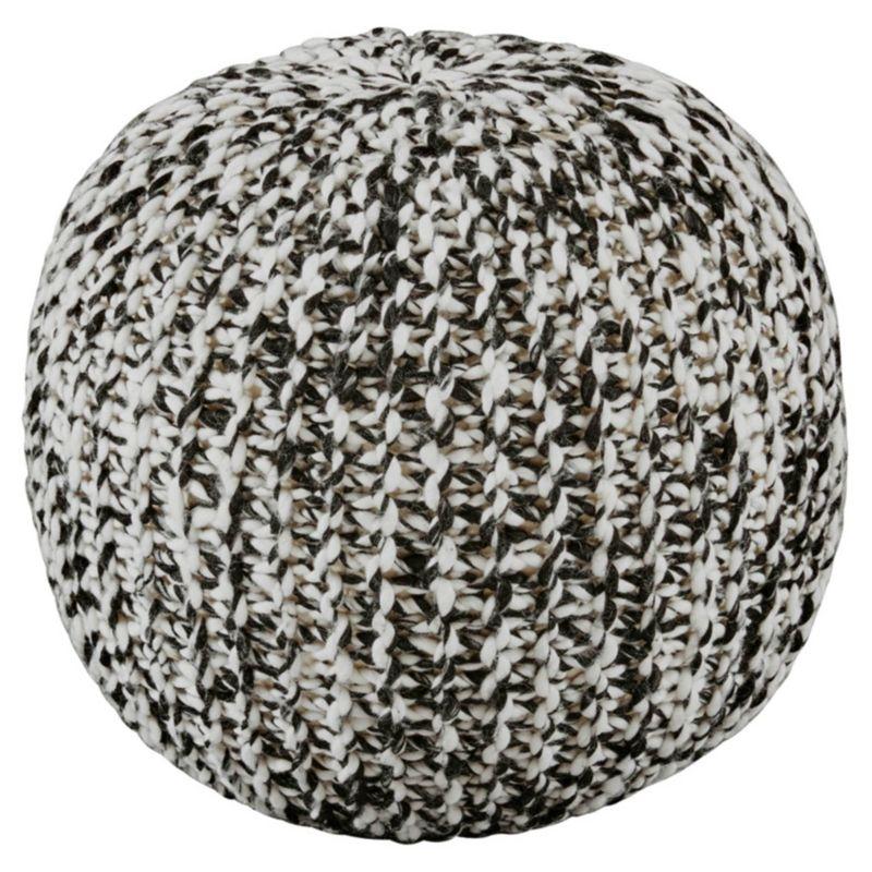 Latricia Pouf Black/White - Signature Design by Ashley: Modern Geometric Upholstered, No Assembly Required