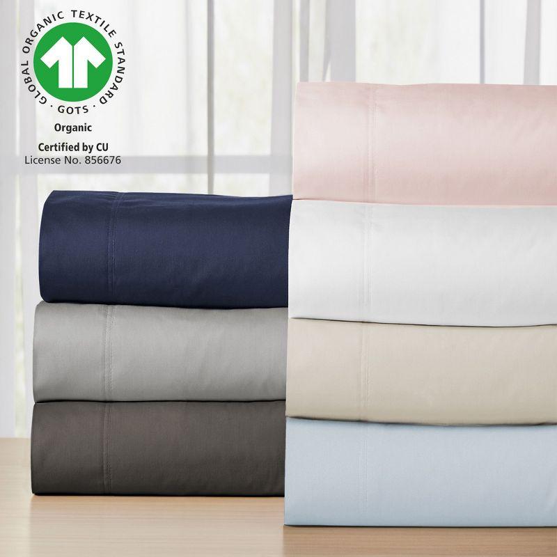 Soft, Crisp and Breathable Fitted Sheet Only, Organic Cotton Fitted Sheet| Fully Elasticized with Deep Pockets by California Design Den - Gray, Full