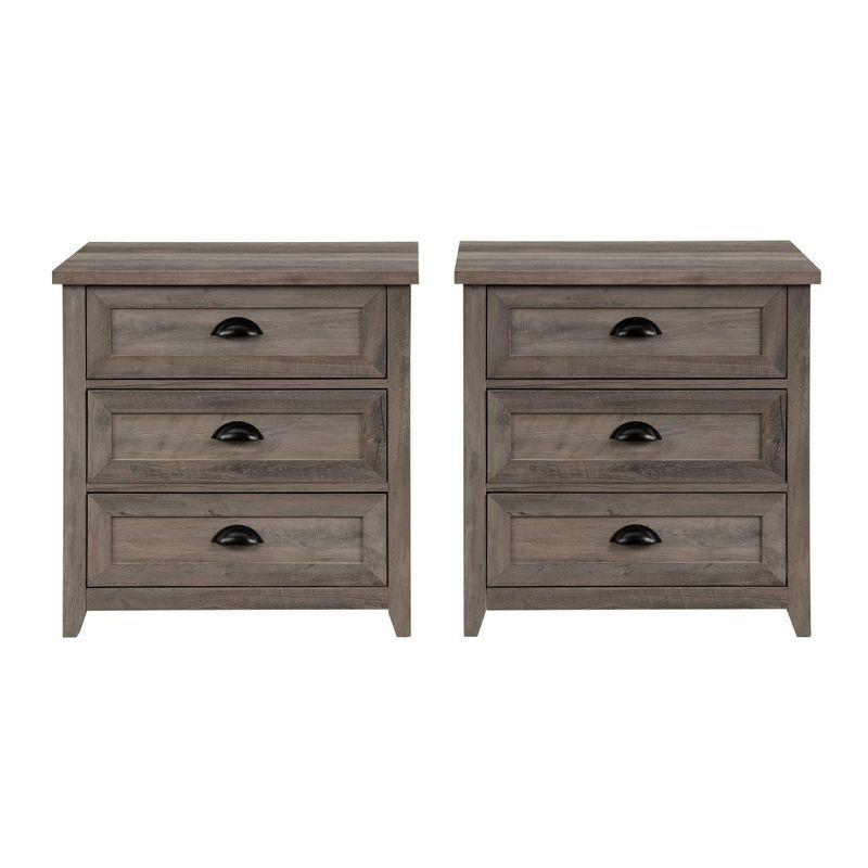 Set of 2 Fontella Transitional 3 Drawer Nightstands: Bedside Storage, Saracina Home