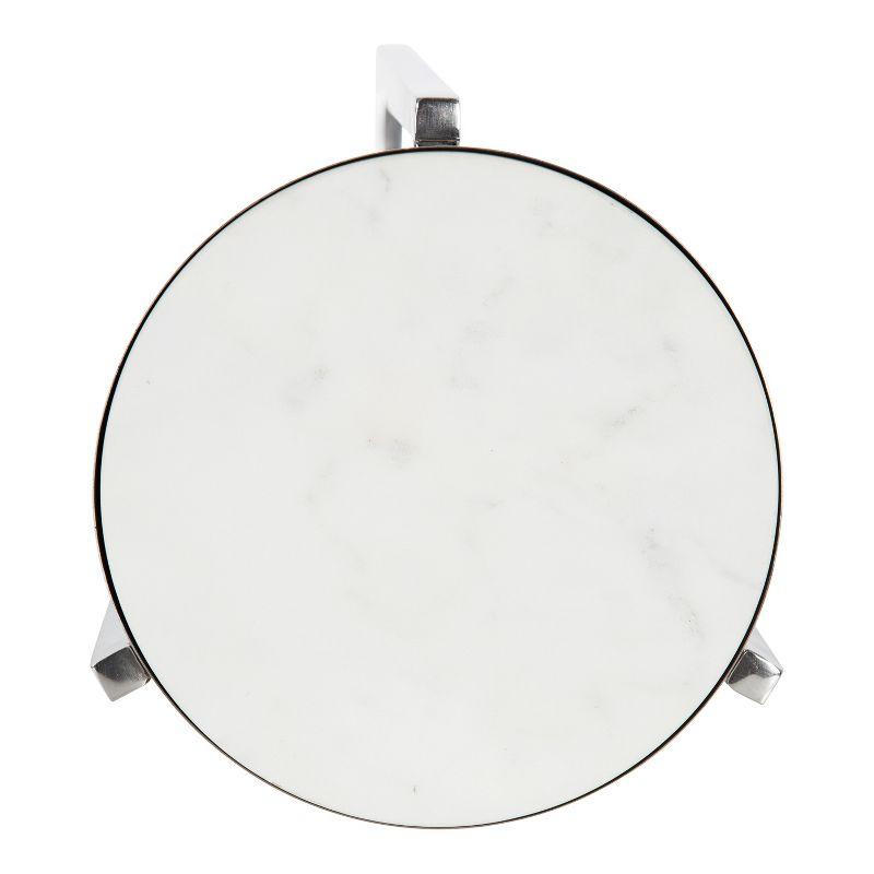 Elegant Silver and White Round Stone Top Drink Table