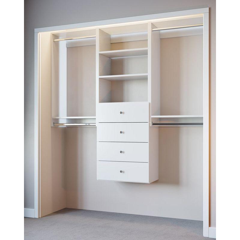Modular Closets Modular Closets Closet System Walk-In Sets, 2 Double Hanging Unit with 4 Drawer Shelf Tower