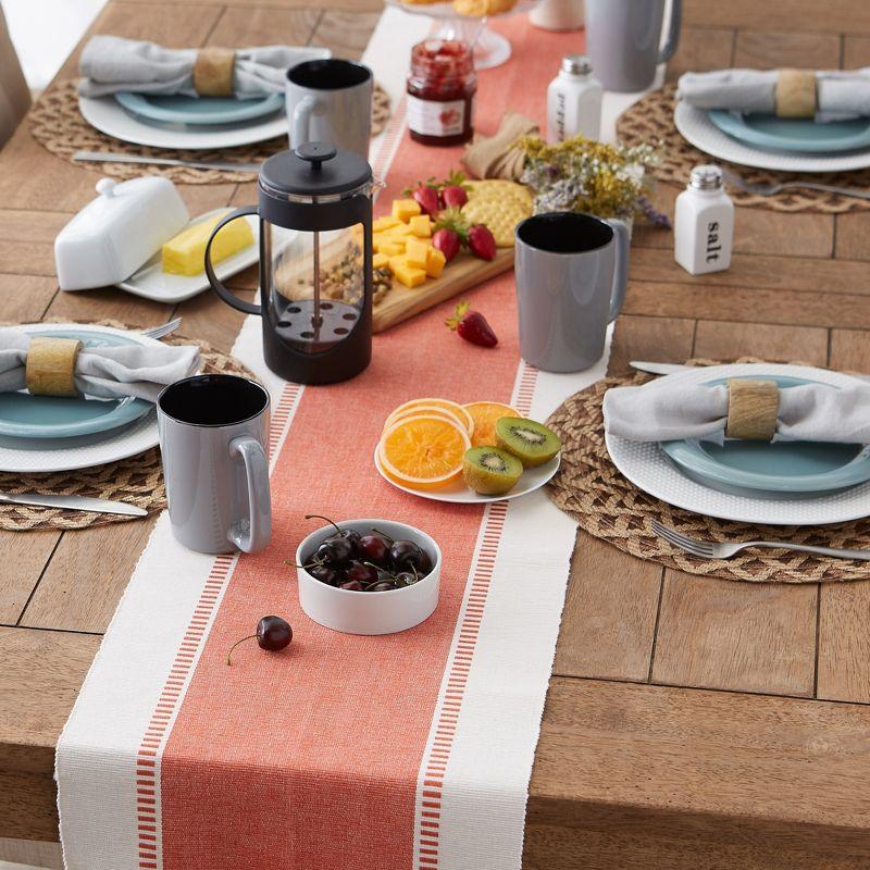 Design Imports  Ribbed Dobby Stripe Table Runner, Spice, 13X72"