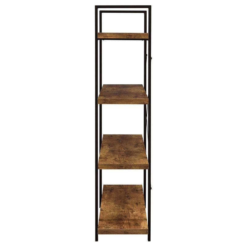 Rustic 55" Brown and Black Transitional 4-Shelf Bookcase