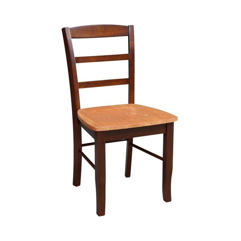 International Concepts Set of 2 Madrid Ladderback Chairs Cinnamon/Espresso: Hardwood Frame, Spot Clean, No Arms