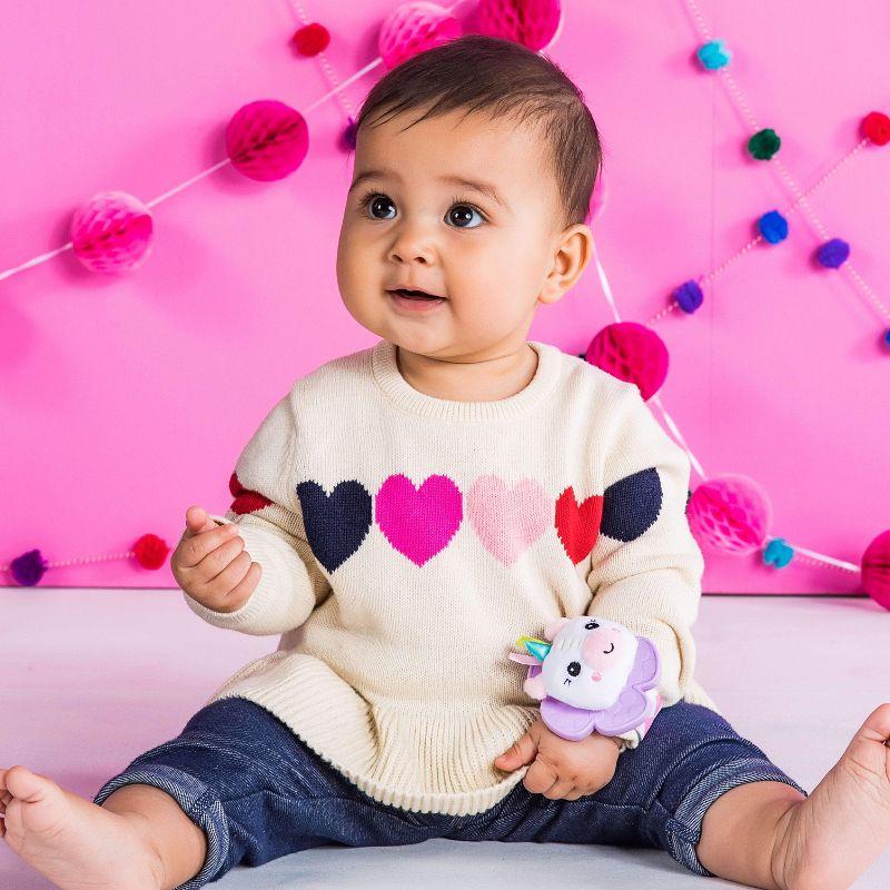 Bright Starts Rattle & Teether Wrist Pals Toy - Unicorn & Llama