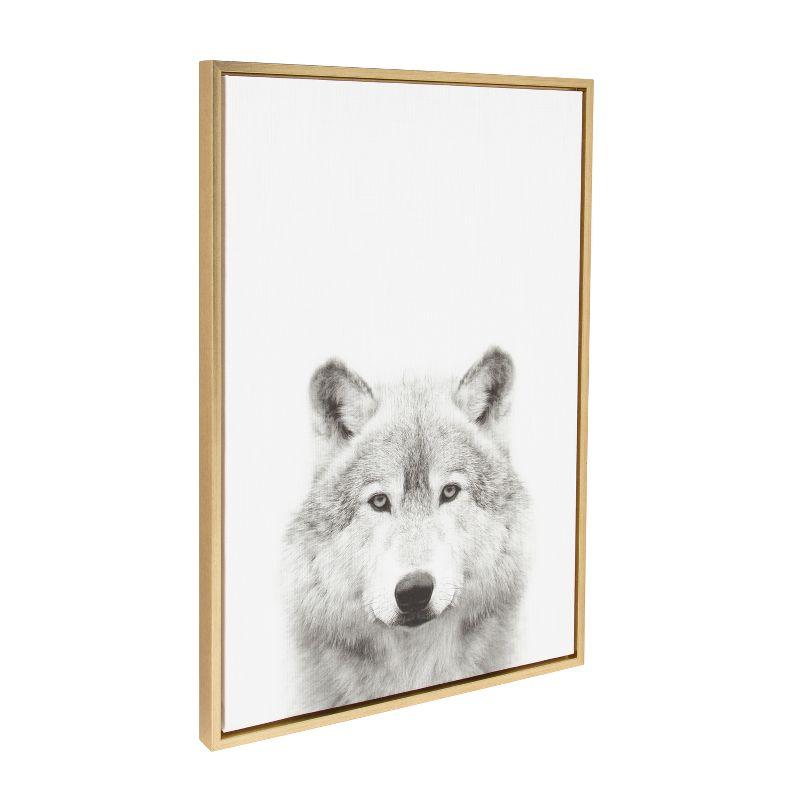 33" x 23" Sylvie Wolf Animal Print And Portrait By Simon Te Tai Framed Wall Canvas - Kate & Laurel