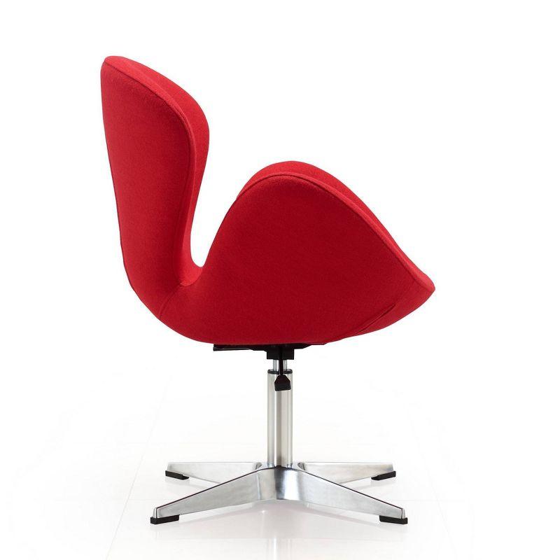 Retro Chic Raspberry Red Wool Blend Swivel Accent Chair