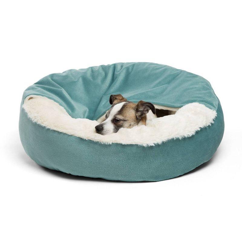 Small Aqua Blue Cozy Cuddler Pet Bed with Bolstered Walls