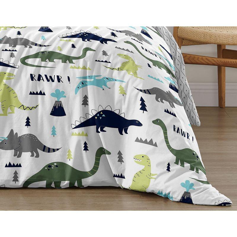 Mod Dinosaur Blue and Green Queen Duvet Cover Bedding Set by Sweet Jojo Designs