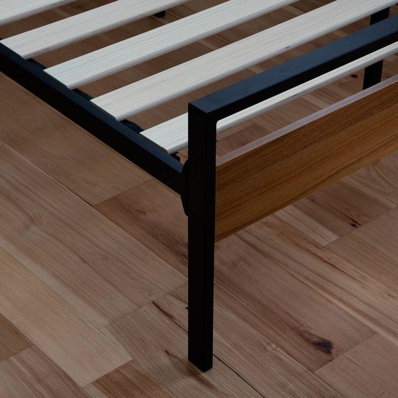 King Nora Metal and Wood Platform Bed Frame Brown - Brookside Home: Sturdy, No Box Spring Needed